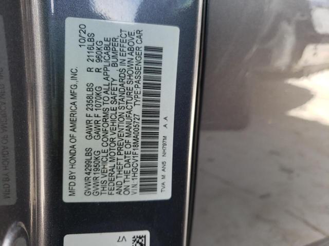 2021 HONDA ACCORD LX 1HGCV1F18MA005727