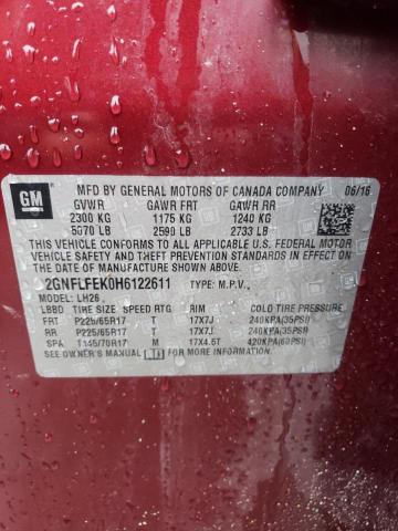 2017 CHEVROLET EQUINOX LT 2GNFLFEK0H6122611
