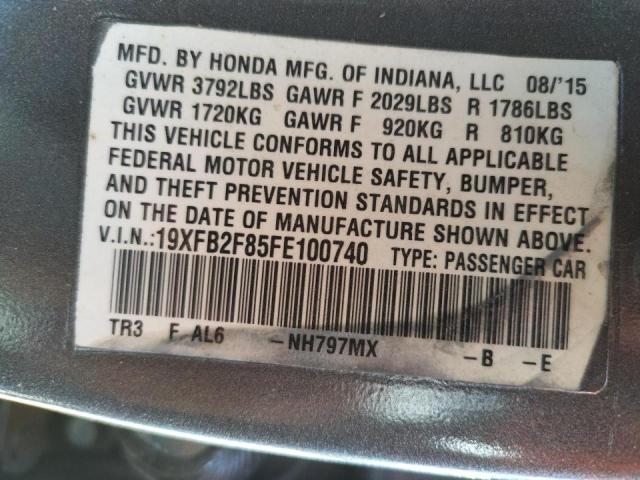 19XFB2F85FE100740 Honda Civic Ex 2015. Фото: 9