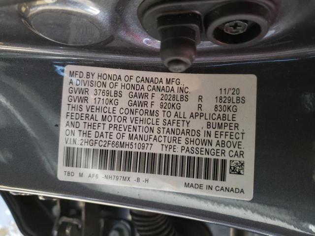 2021 HONDA CIVIC LX 2HGFC2F66MH510977