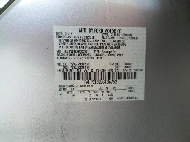 2018 FORD TAURUS SEL 1FAHP2E82JG136752