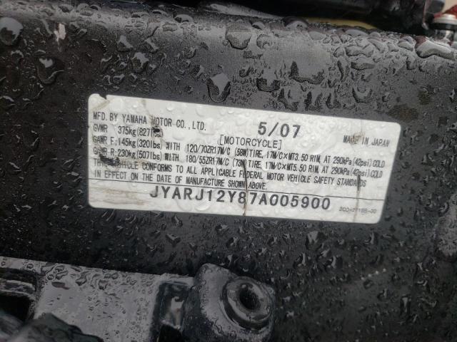 2007 YAMAHA YZFR6 L JYARJ12Y87A005900