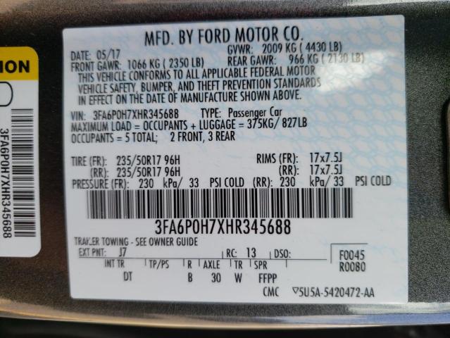 3FA6P0H7XHR345688 Ford Fusion Se 2017. Фото: 9