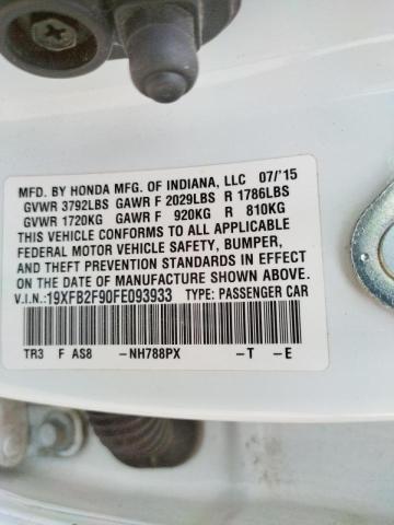 2015 HONDA CIVIC EXL 19XFB2F90FE093933