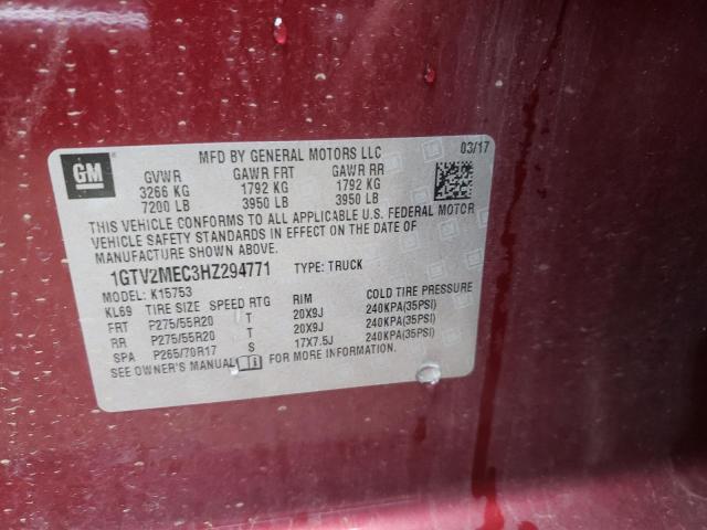 2017 GMC SIERRA1500 1GTV2MEC3HZ294771
