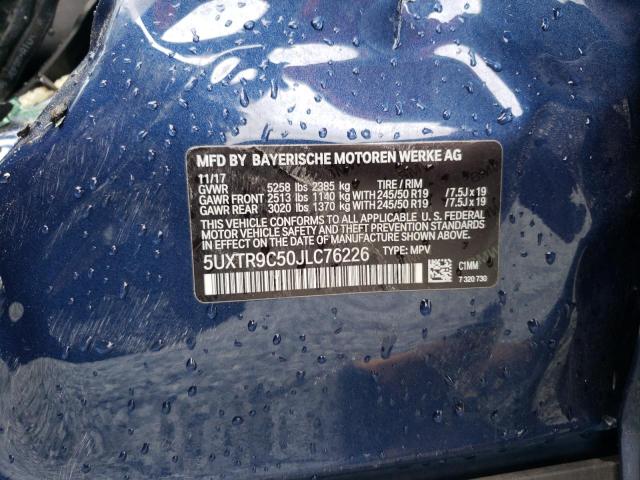 2018 BMW X3 XDRIVE 5UXTR9C50JLC76226
