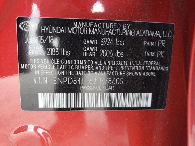 2018 HYUNDAI ELANTRA SE 5NPD84LF6JH378605
