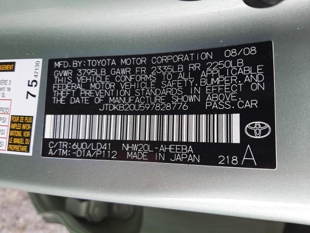 JTDKB20U597828776 Toyota Prius 2009. Фото: 9