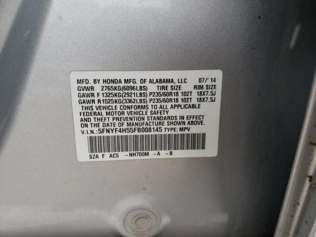 2015 HONDA PILOT EXL 5FNYF4H55FB008145