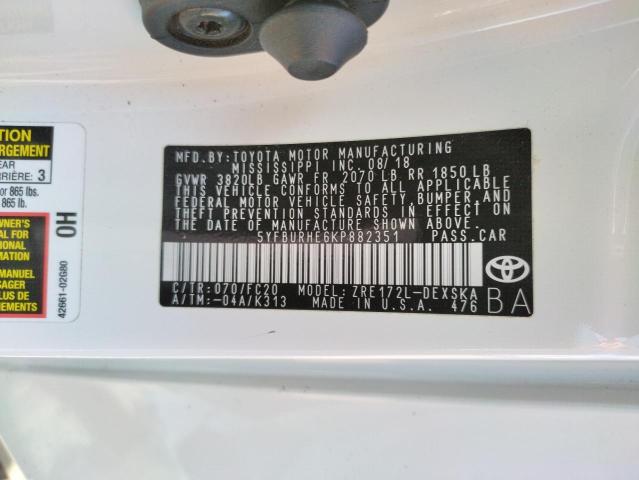 5YFBURHE6KP882351 Toyota Corolla L 2019. Фото: 9
