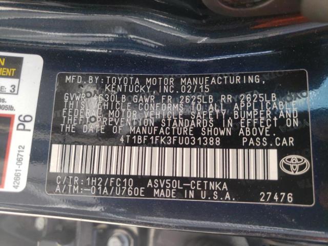 2015 TOYOTA CAMRY LE 4T1BF1FK3FU031388