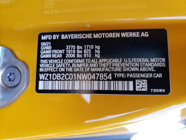 2022 TOYOTA SUPRA WZ1DB2C01NW047854