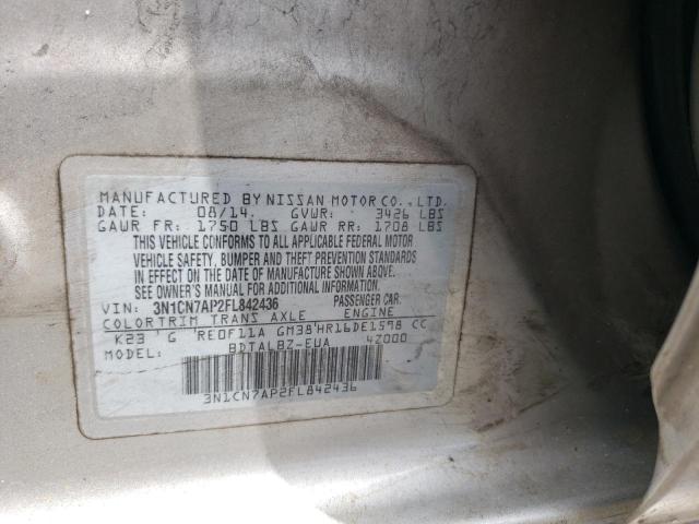 2015 NISSAN VERSA S 3N1CN7AP2FL842436