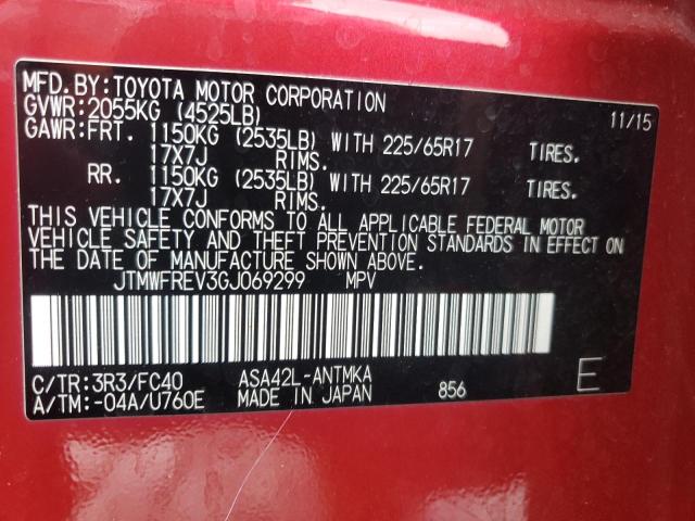 2016 TOYOTA RAV4 XLE JTMWFREV3GJ069299