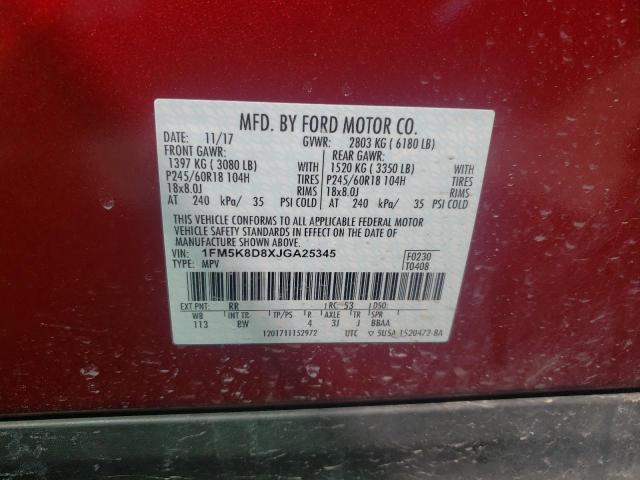 2018 FORD EXPLORER X 1FM5K8D8XJGA25345