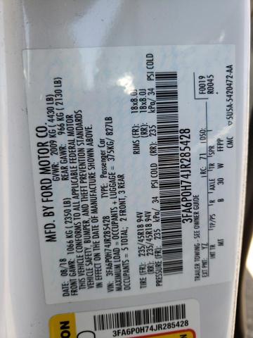 2018 FORD FUSION SE 3FA6P0H74JR285428
