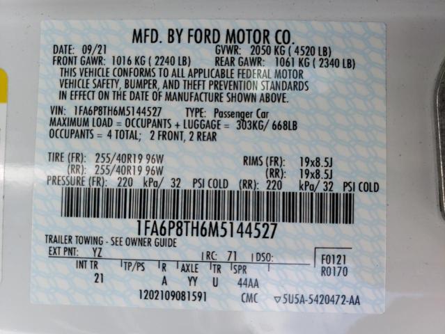 2021 FORD MUSTANG 1FA6P8TH6M5144527