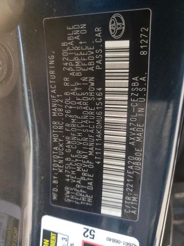 2021 TOYOTA CAMRY SE 4T1T11AK0MU615464