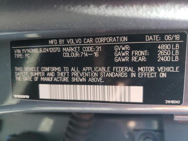 2018 VOLVO V60 T5 DYN YV140MSL8J2412070