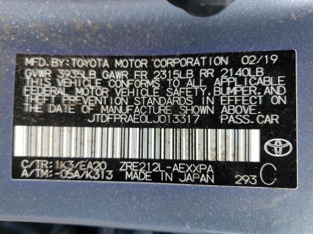 2020 TOYOTA COROLLA XL JTDFPRAE0LJ013317