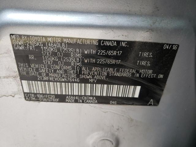 2016 TOYOTA RAV4 XLE 2T3RFREV0GW476446