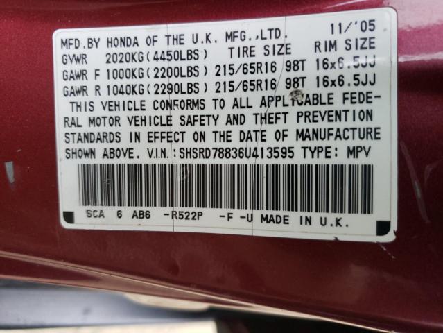 SHSRD78836U413595 Honda Cr-V Ex 2006. Фото: 9