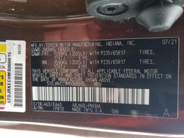 2021 TOYOTA SIENNA XLE 5TDJRKEC9MS060015