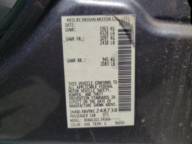 2019 NISSAN ALTIMA S 1N4BL4BV9KC248738