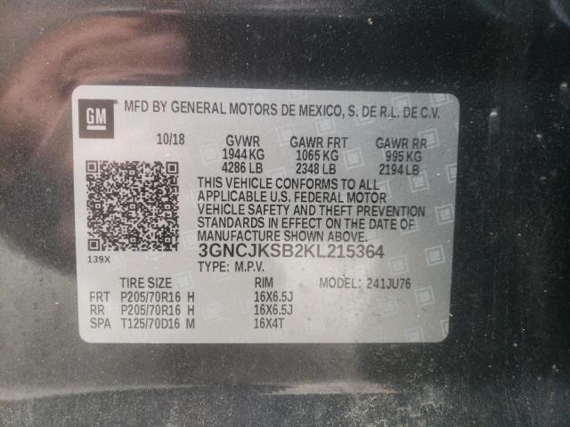 2019 CHEVROLET TRAX LS 3GNCJKSB2KL215364