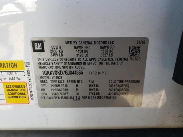 2016 GMC ACADIA SLT 1GKKVSKD7GJ344536