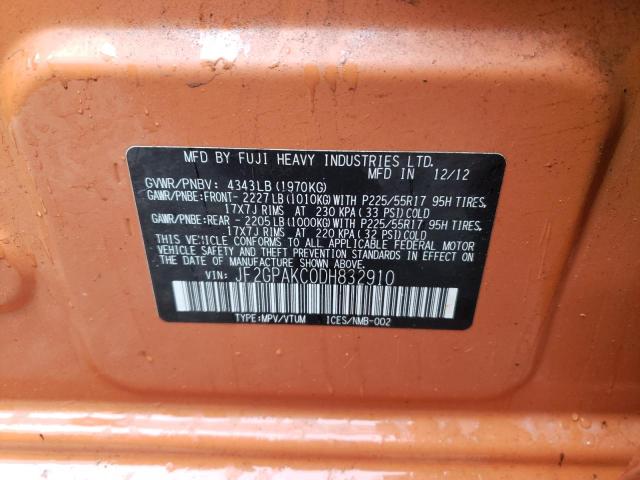 JF2GPAKC0DH832910 Subaru Xv Crosstr 2013. Фото: 9