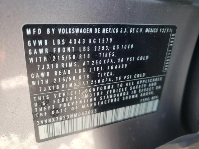 2022 VOLKSWAGEN TAOS SE 3VVRX7B23NM047023