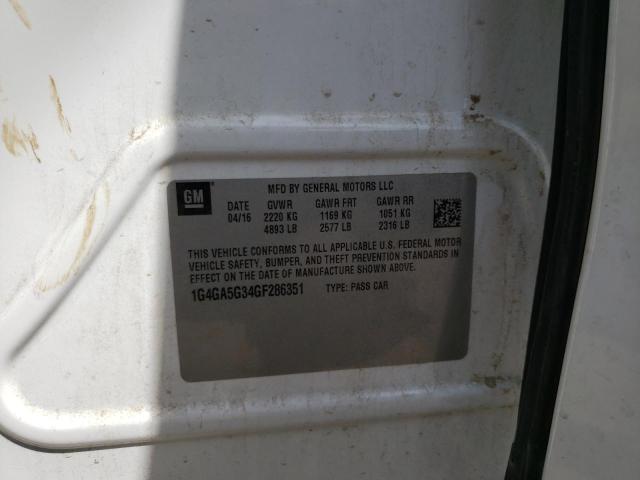 2016 BUICK LACROSSE 1G4GA5G34GF286351