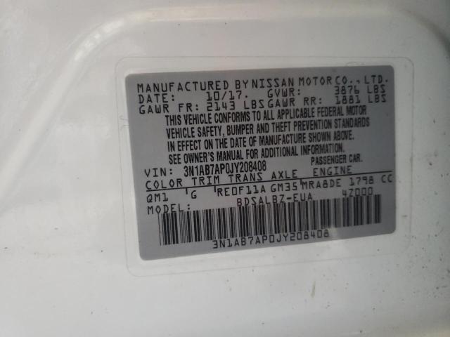 2018 NISSAN SENTRA S 3N1AB7AP0JY208408