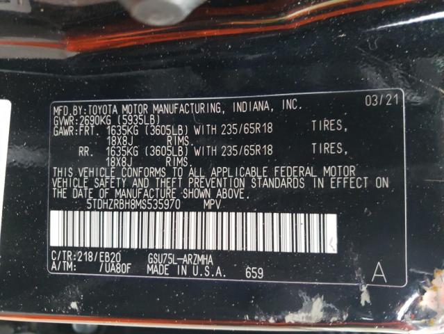 2021 TOYOTA HIGHLANDER 5TDHZRBH8MS535970