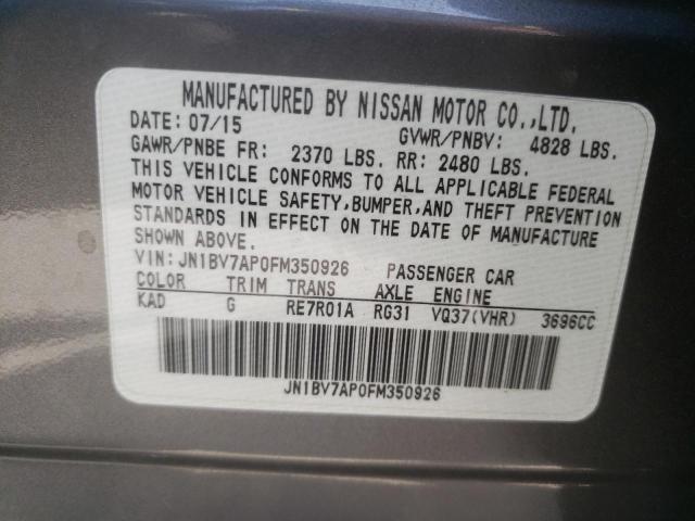 2015 INFINITI Q50 BASE JN1BV7AP0FM350926