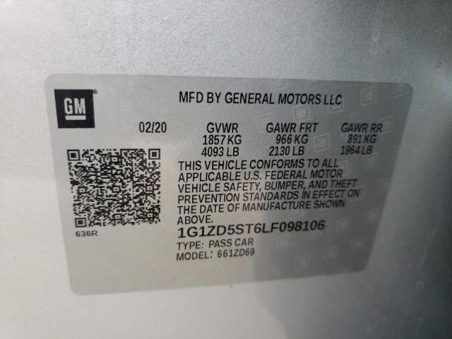 2020 CHEVROLET MALIBU LT 1G1ZD5ST6LF098106