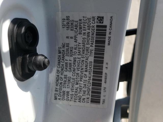 2HGFC2F64LH524309 Honda Civic Lx 2020. Фото: 9