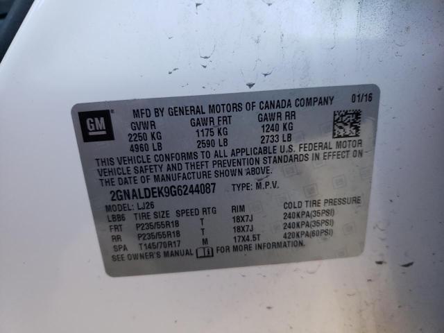 2016 CHEVROLET EQUINOX LT 2GNALDEK9G6244087