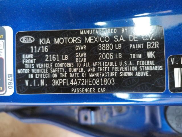2017 KIA FORTE LX 3KPFL4A72HE081803