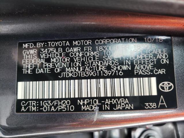 2016 TOYOTA PRIUS C JTDKDTB39G1139716