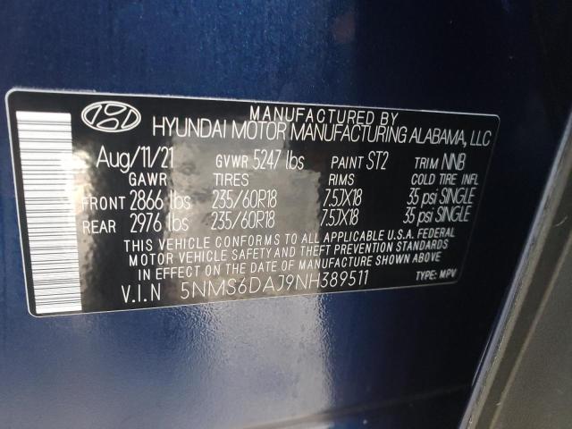 2022 HYUNDAI SANTA FE S 5NMS6DAJ9NH389511