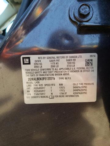 2015 CHEVROLET EQUINOX LT 2GNALBEK0F6135519