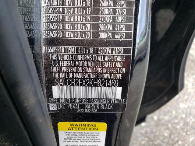 2019 LAND ROVER DISCOVERY SALCR2FX2KH821469