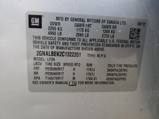 2GNALBEK2C1322351 Chevrolet Equinox Ls 2012. Фото: 9