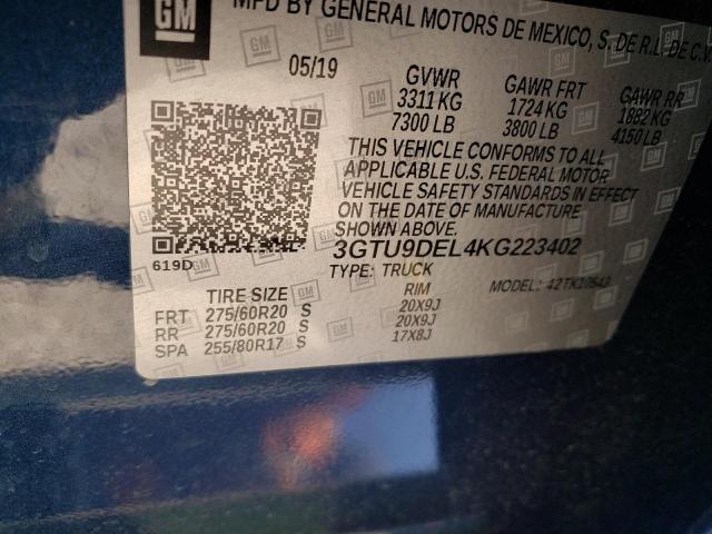 2019 GMC SIERRA K15 3GTU9DEL4KG223402