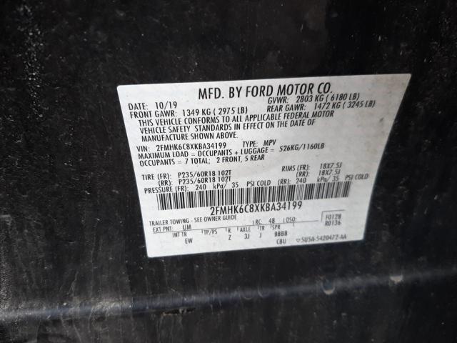 2019 FORD FLEX SEL 2FMHK6C8XKBA34199