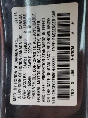 2016 HONDA CIVIC LX 2HGFC2F58GH528330