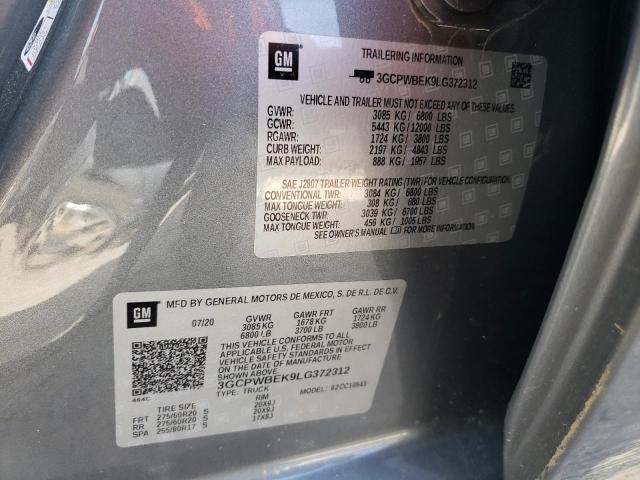 2020 CHEVROLET SILVERADO 3GCPWBEK9LG372312