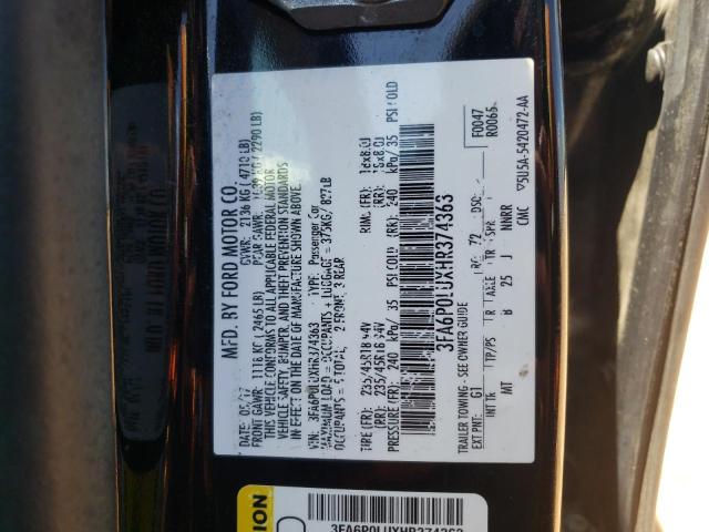 2017 FORD FUSION SE 3FA6P0LUXHR374363